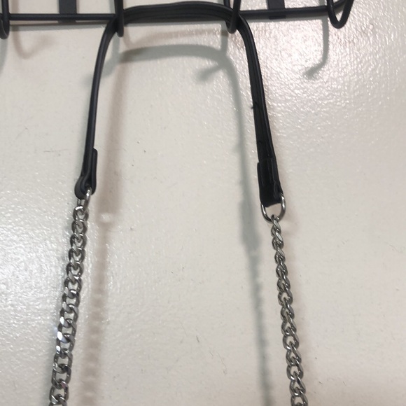 NWOT cute little black Biker purse , can be used with Chain or handle. - Picture 5 of 7